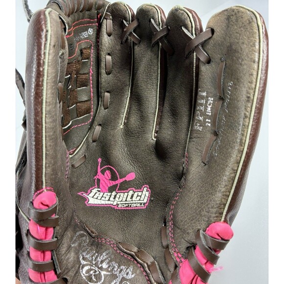 Rawlings 11" Softball Glove Leather Palm FP11T Brown with Pink Trim RHT - Picture 9 of 9